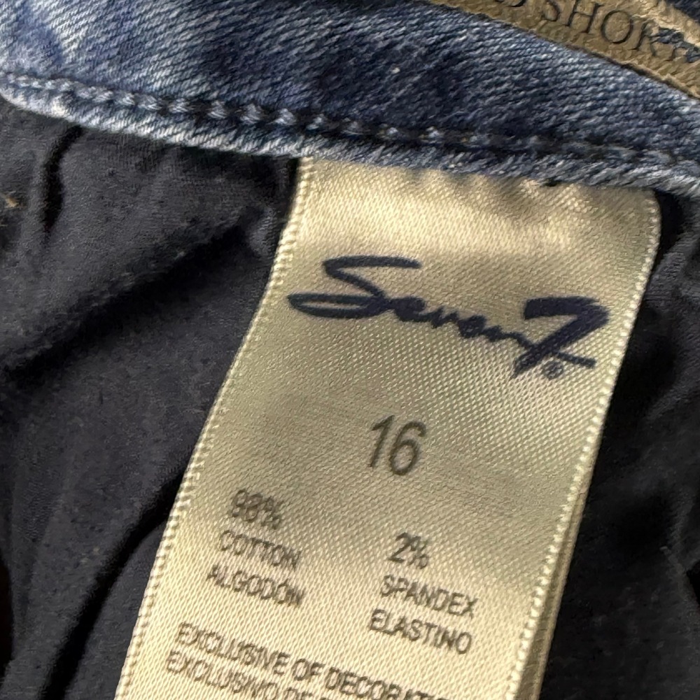 Seven7 Weekend Short Womens 16 Blue Denim Cutoff Raw Hem Stretch Jean Shorts - Picture 8 of 13